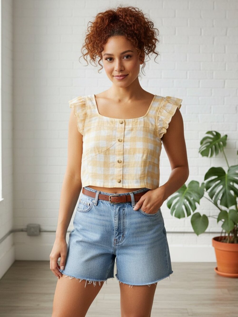 Rebellion Again backless tank top with tie tan plaid NWT Large